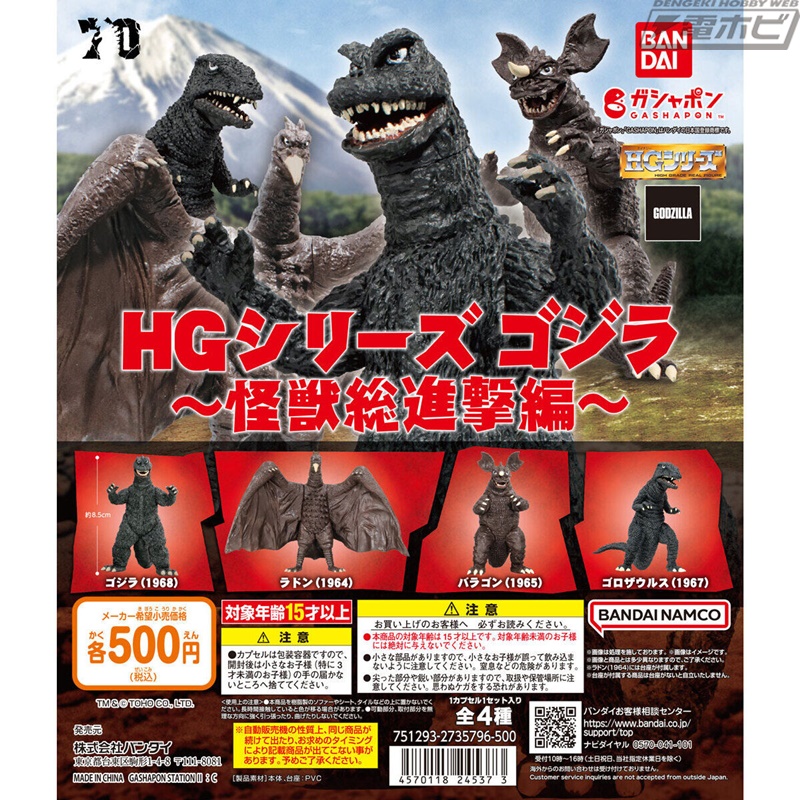 ゴジラやラドン、ゴロザウルスなど豪華ラインナップに注目！ガシャポン