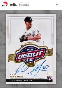 新人王候補スキーンズのベースボールカード 希少カードにパイレーツが