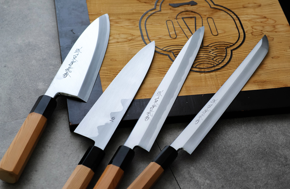 堺一文字光秀 白一鋼 紋鍛錬 鎌薄刃包丁