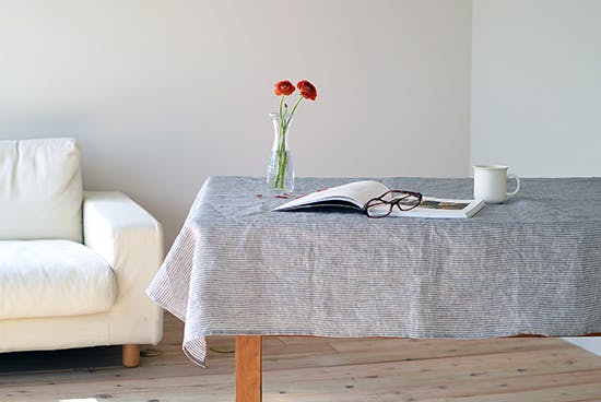 未使用品！fog linen work テーブルクロスL グレーストライプ fog