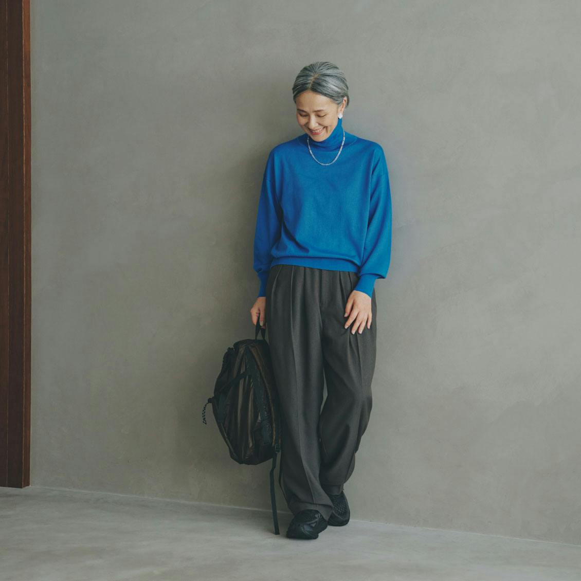 大人のためのワイドタックパンツ / チャコールグレー（S・M・L・T