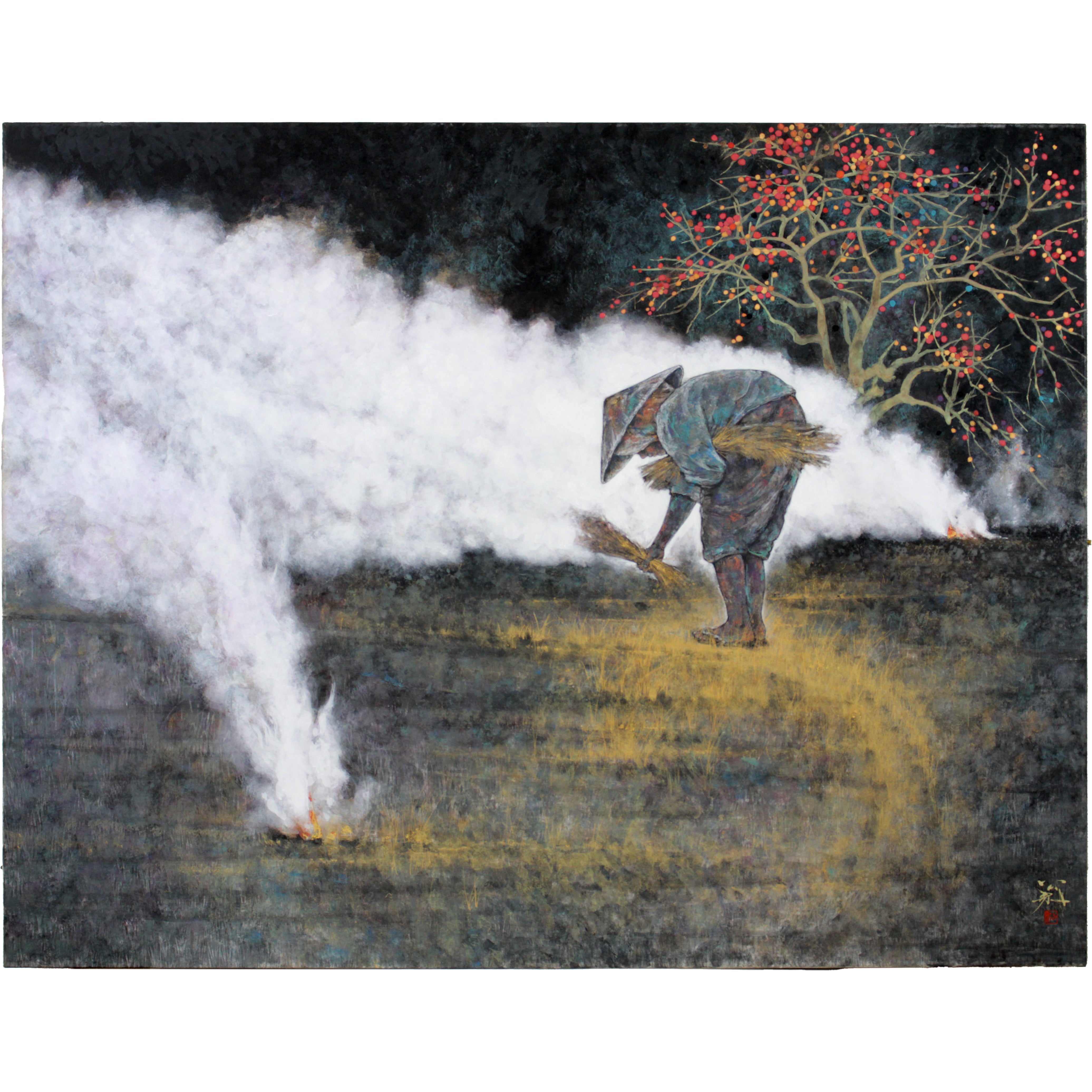 松村公嗣 『秋けぶく』 日本画 - 北海道画廊