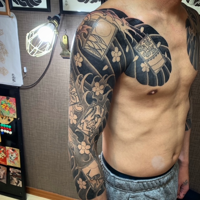 刺青和彫花札散らし – 文身北条彫タトゥースタジオ静岡伊豆神奈川厚木