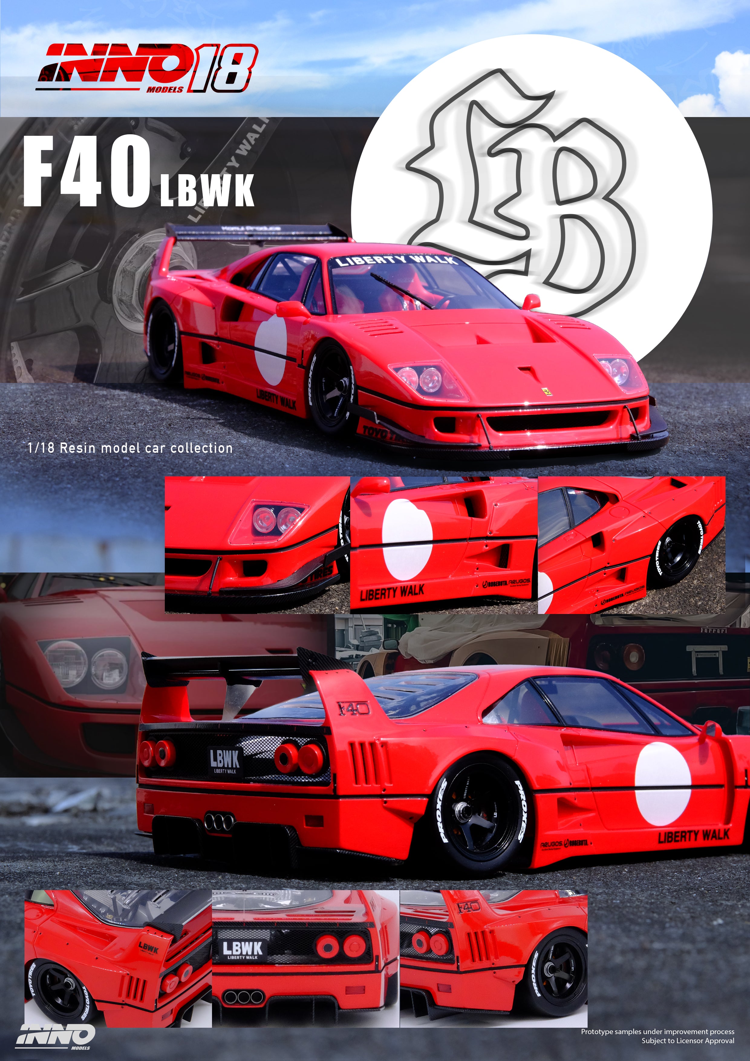 INNO 18 1:18 LBWK F40 Red IN18R-LBWKF40-RED – Horizon Diecast