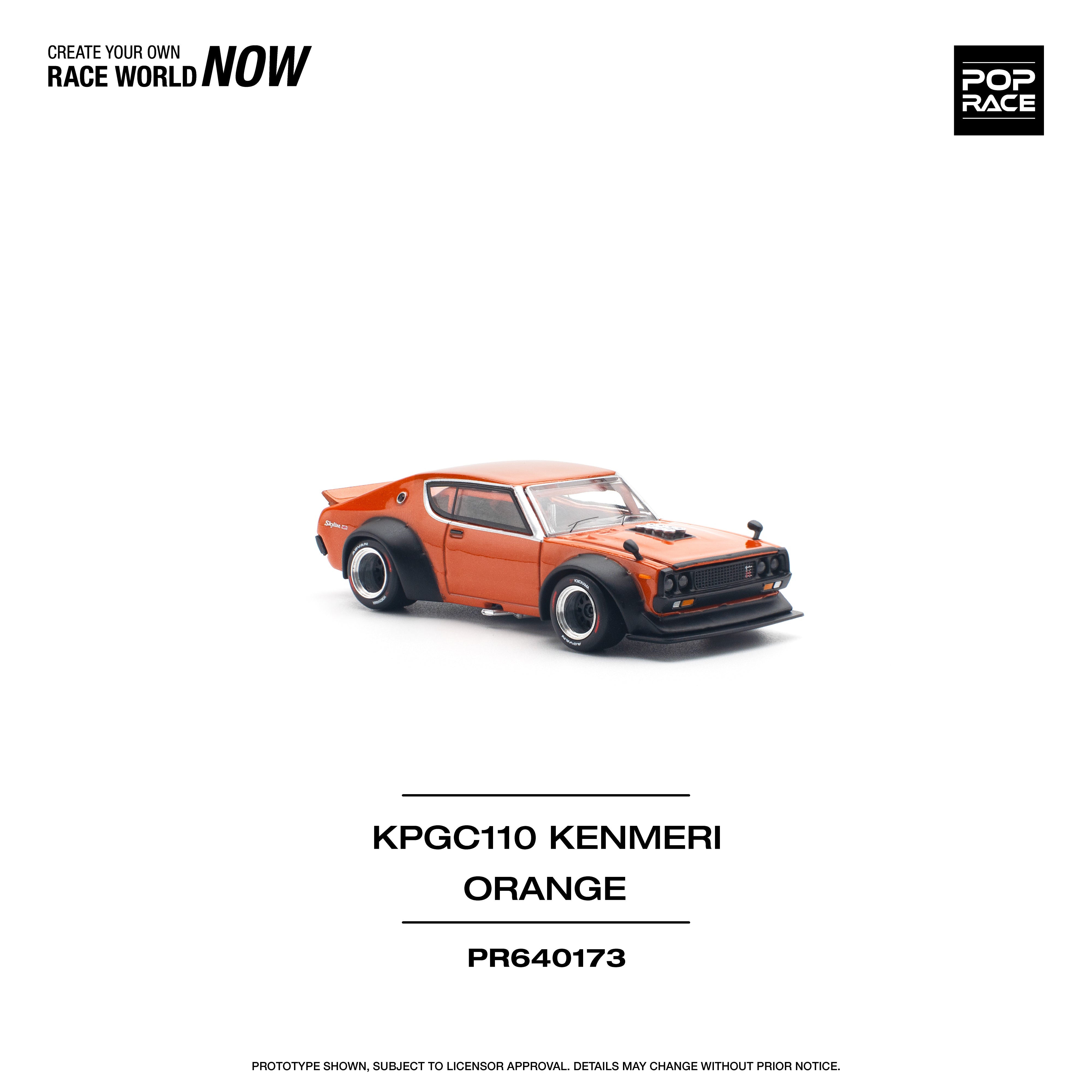 POPRACE 1:64 NISSAN SKYLINE GT-R V8 DRIFT (KENMERI) ORANGE