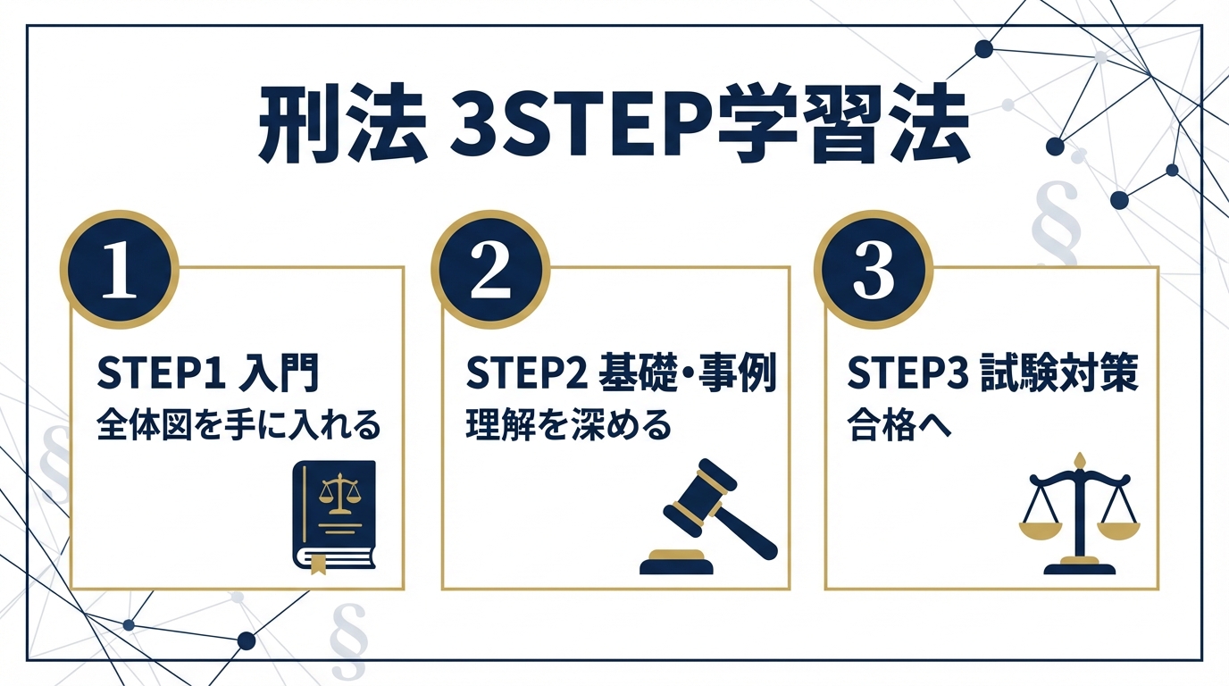 司法試験合格者が教える刑法の3ステップ学習法と厳選教材7選【初学者
