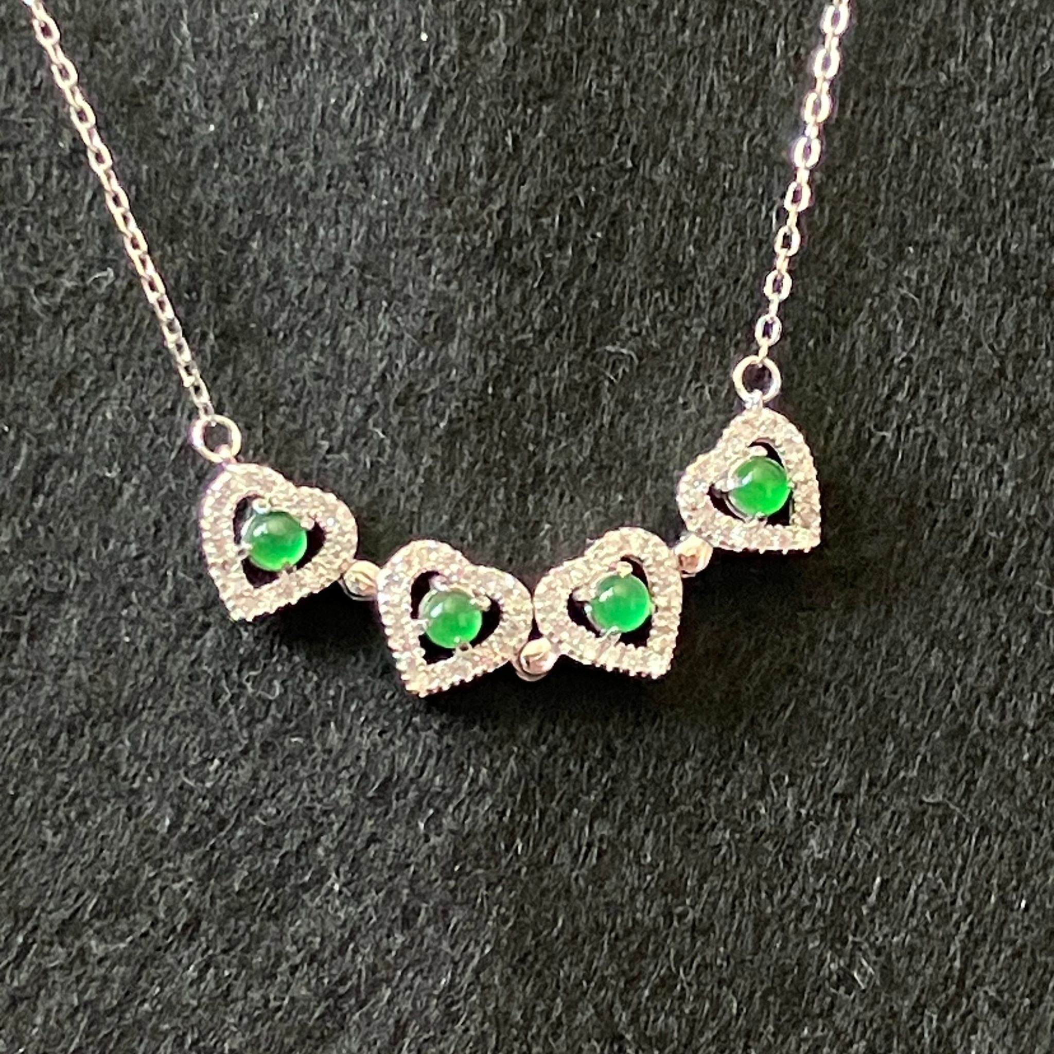 天然A貨翡翠 2wayネックレス（ハート＆クローバー）｜シンプルで華やか