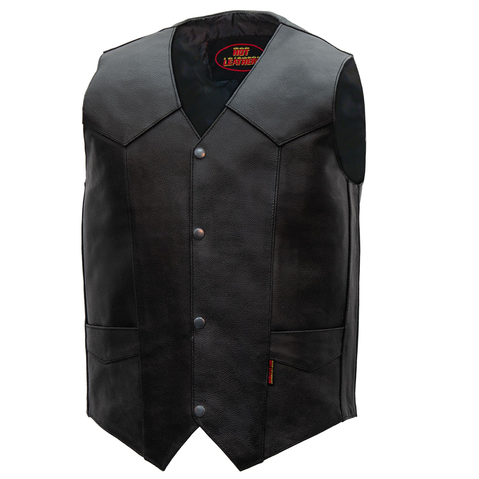 Men's Black Leather Motorcycle Vest | Hot Leathers