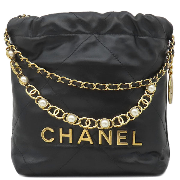 シャネル CHANEL シャネル22 ミニ レザー チェーンショルダー ブラック