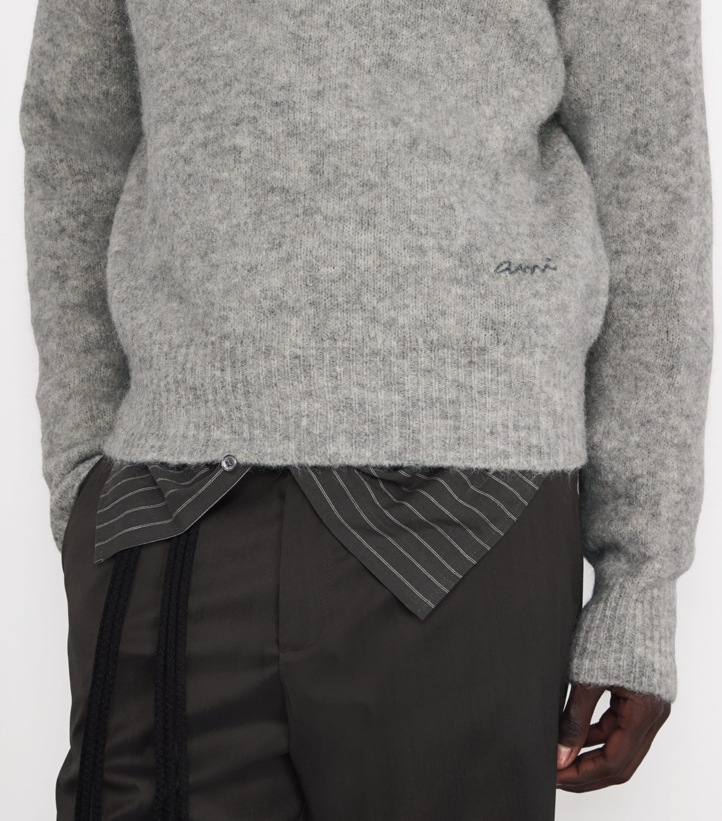 AMI Paris Grey Wool-Blend Ami Polo Sweater | Harrods US