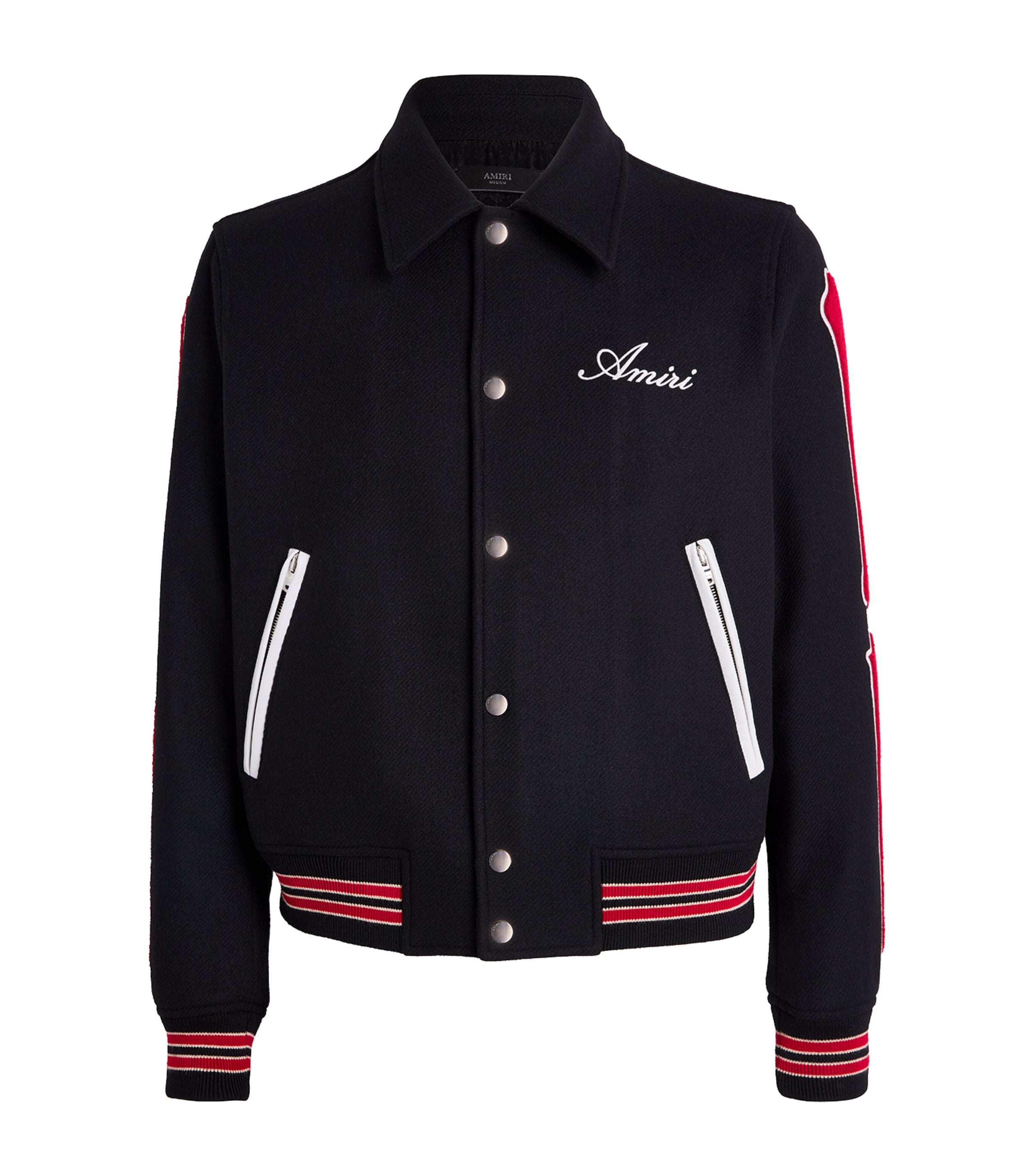 AMIRI Black Wool-Blend Bones Varsity Jacket | Harrods US
