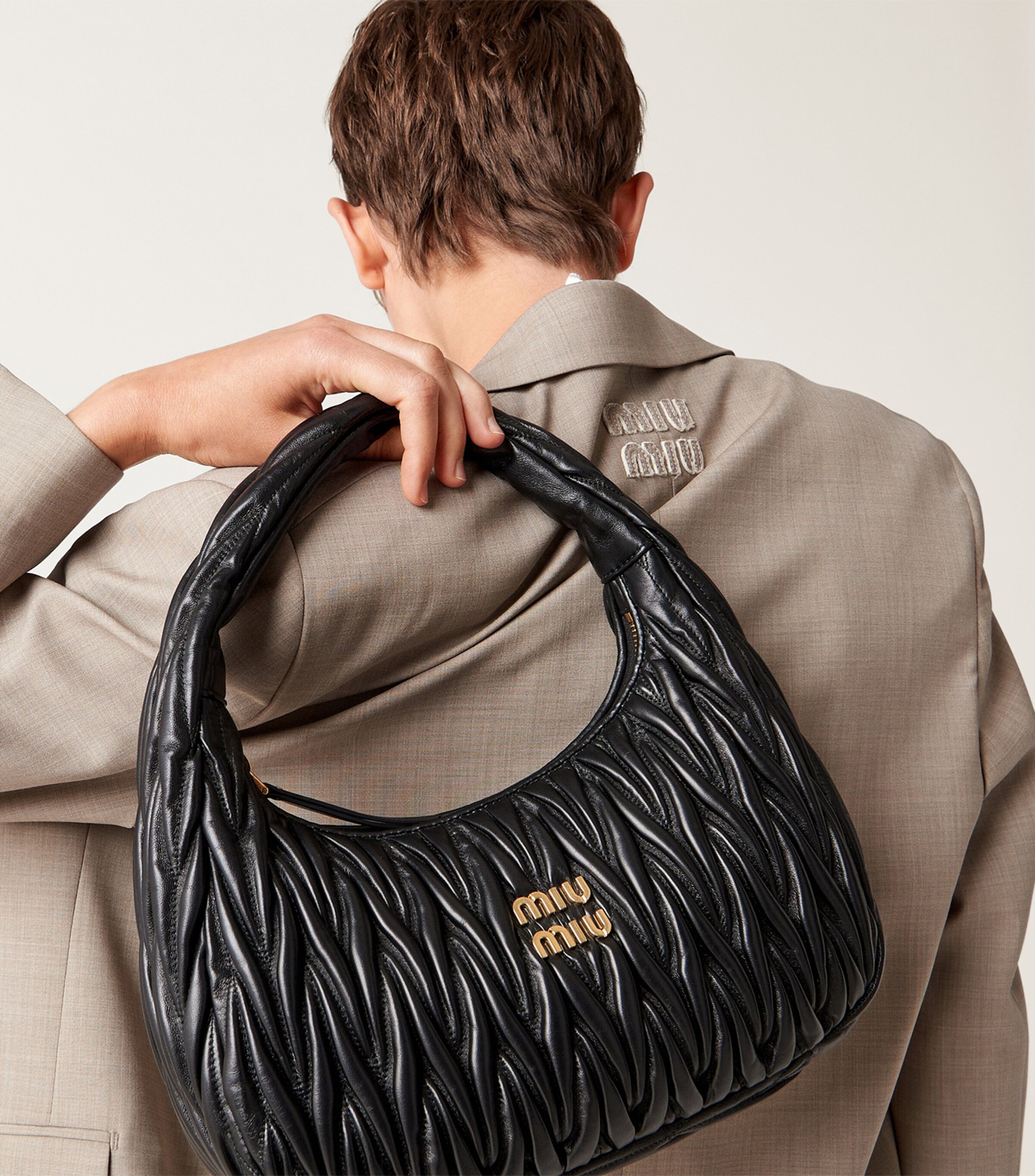 Miu Miu Black Medium Nappa Leather Wander Top-Handle Bag | Harrods UK