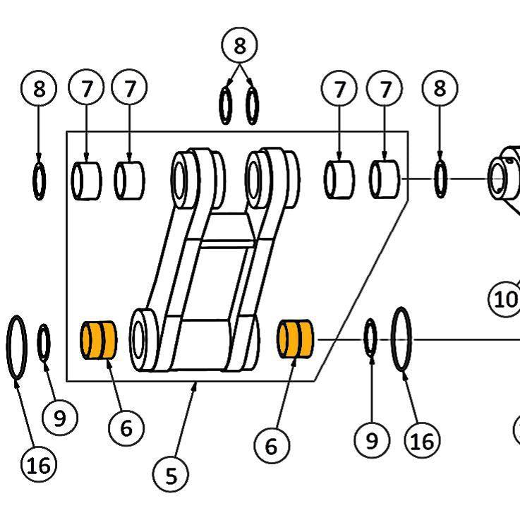 Hitachi ZX210-5, ZX210-6, & ZX225 Bushing at H-Link | HW Part Store