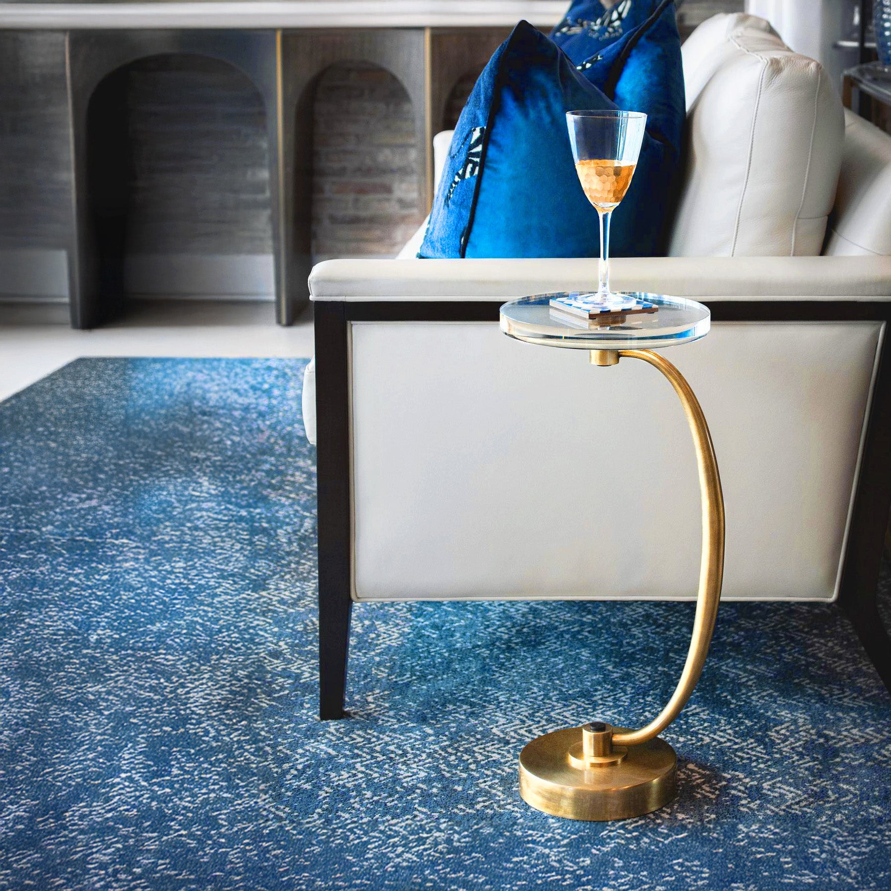 Small Gold Side Table - Round, Acrylic, 24