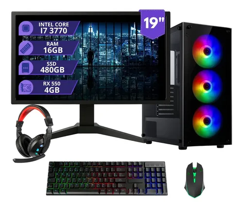 Pc Gamer Completo Cpu Intel I7 3a 16gb 480gb 4gb Rx550 Ddr5 16 Gb