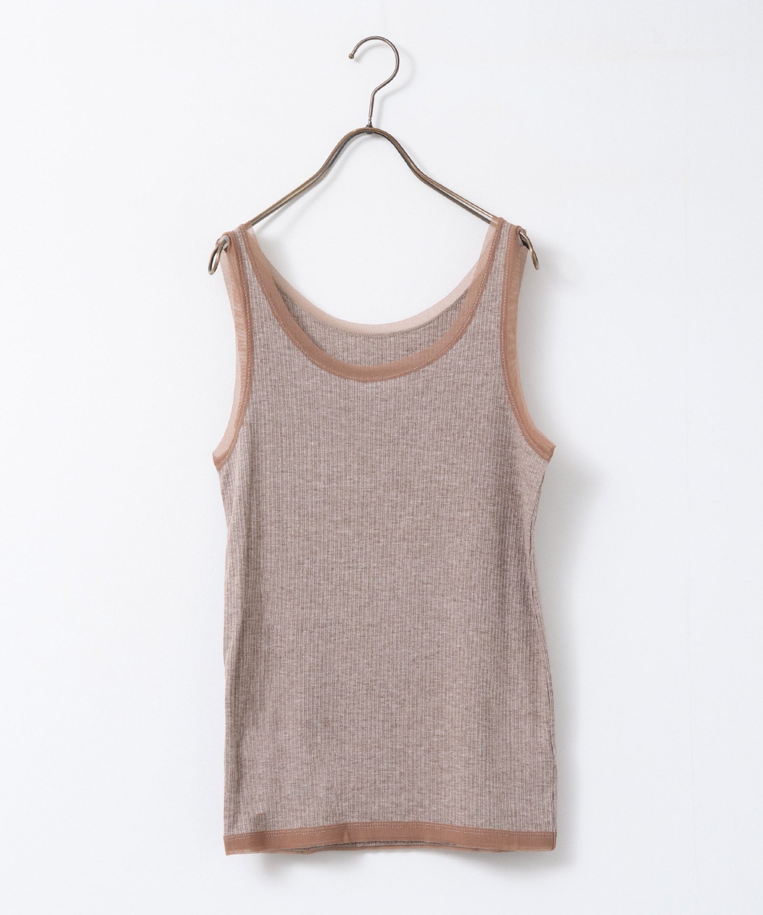 前後2WAY リブチュールタンクトップ