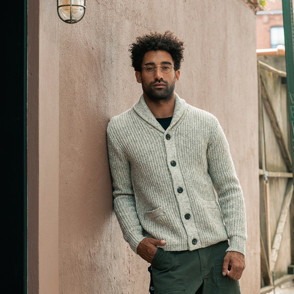 Schott Yak Blend Cardigan - Limestone | Cardigan Sweaters | Huckberry