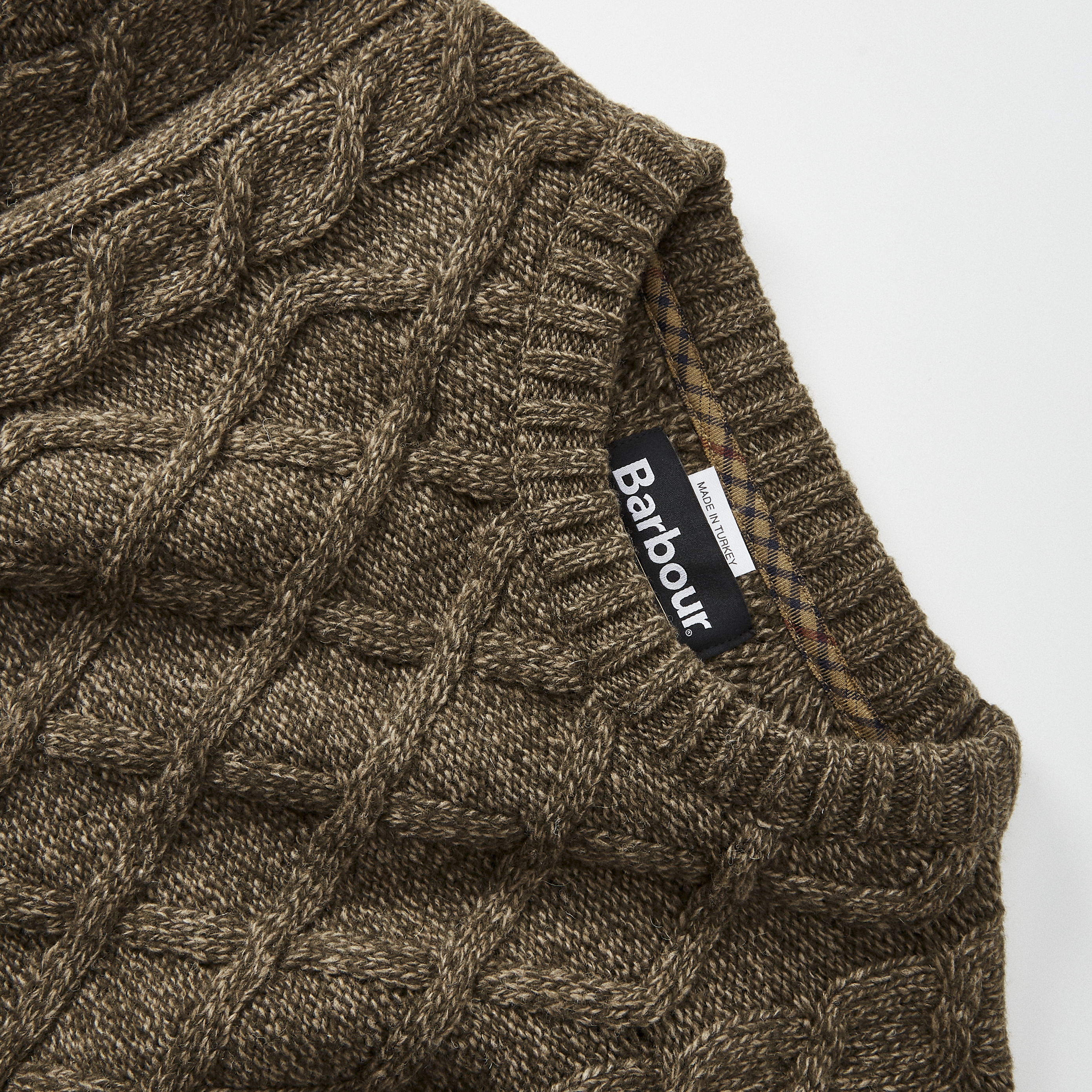 Barbour Stowford Cable Knit Crew Sweater - Olive Mix | Crew Neck