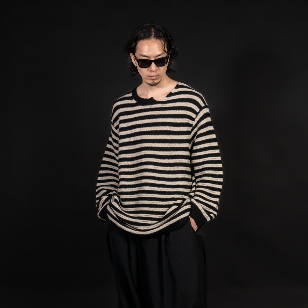 ヨウジヤマモト24年秋冬 ボーダーニット | HUES 福岡セレクトショップ