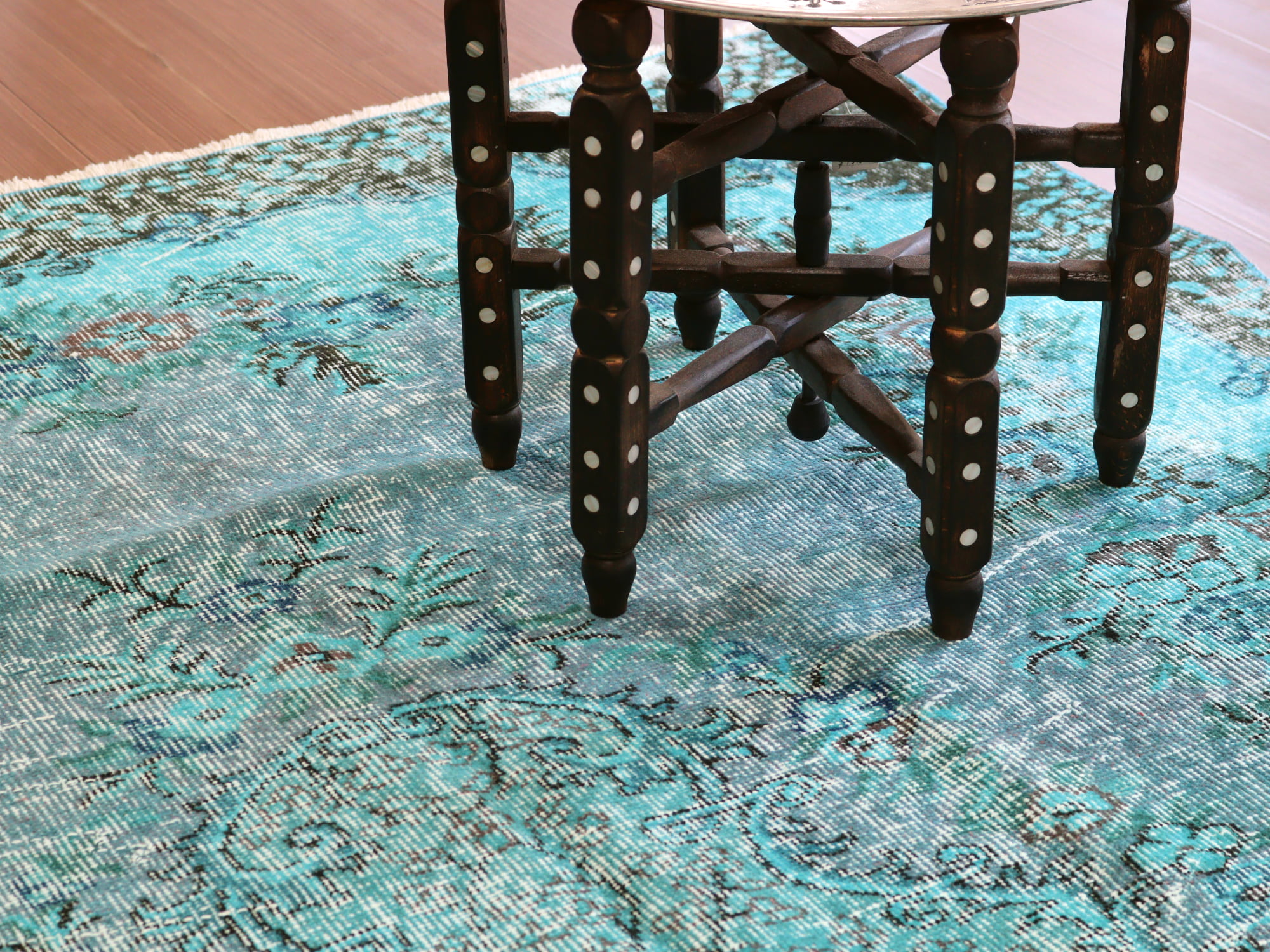 オーバーダイド ヴィンテージラグ ターコイズブルー265×175cm トルコ