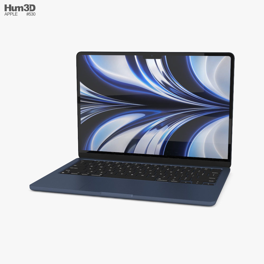 アップル マックブック エア M2 2022 ミッドナイト 3Dモデル