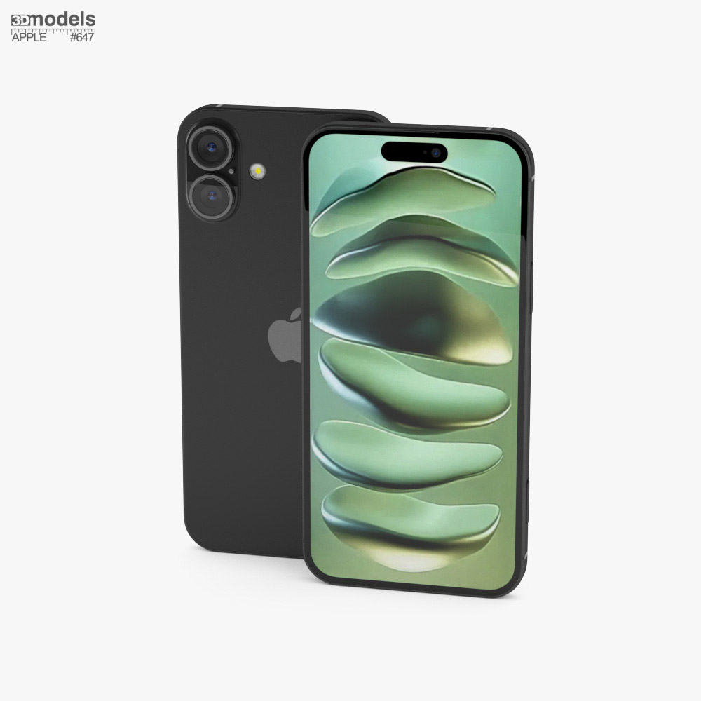 アップル iPhone 16 プラス ブラック プレ 3Dモデル - ダウンロード