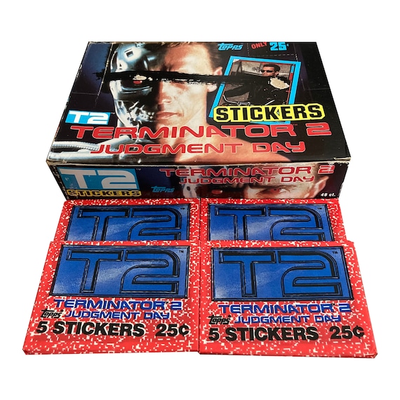 ターミネーター2：審判の日 ステッカーカード4パック。1パック5枚入り