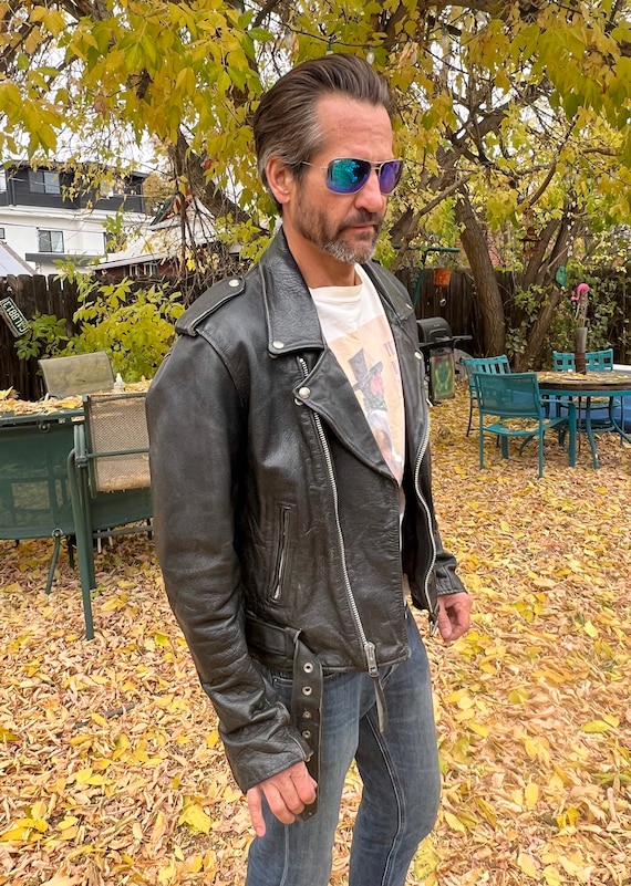 1960's Steer Hide or Horsehide Black Leather Motorcycle Jacket