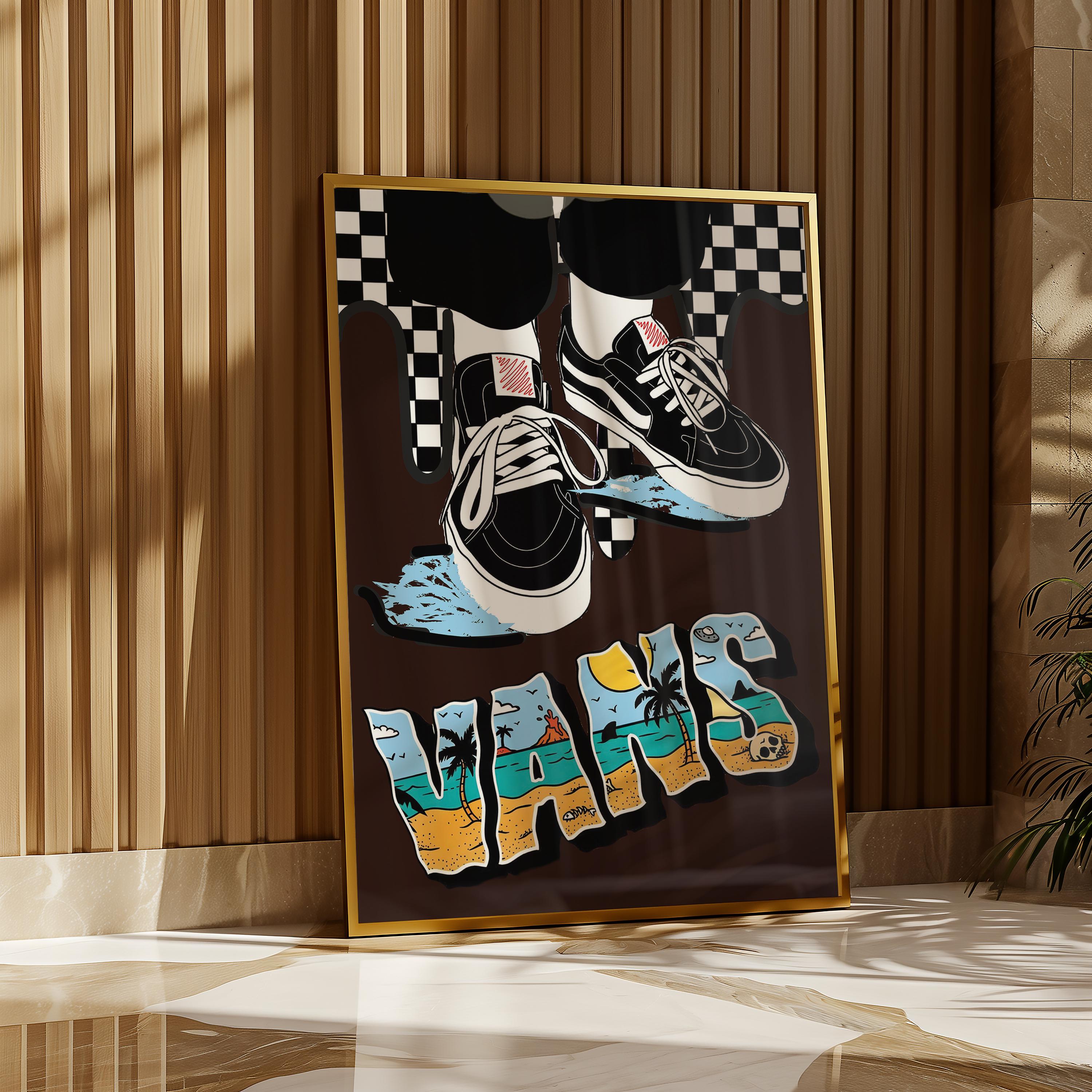 Vans Skateboard Art Poster: Retro Street Culture Decor (digital