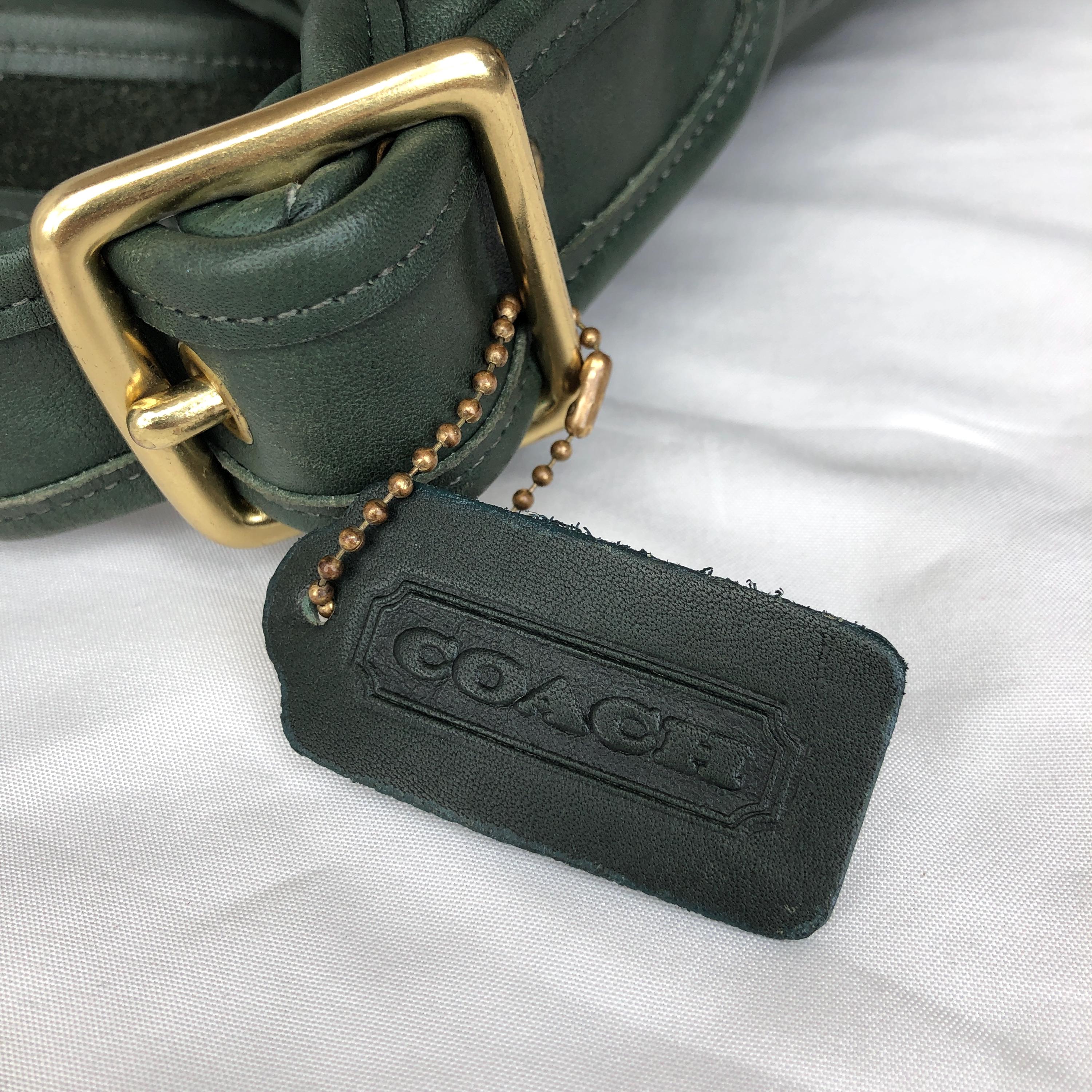 Vintage Coach Duffle Sac 9085 Bottle Green Leather Bucket Bag Made