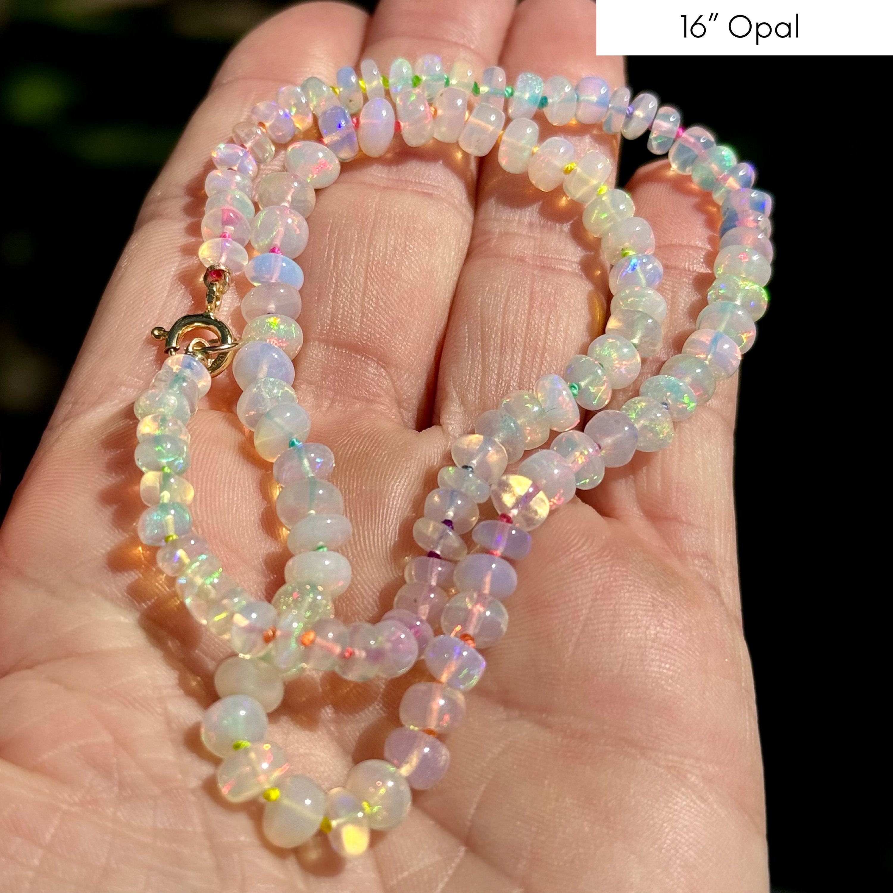 Opal Necklace, Moonstone Necklace, Jewelry Knotted on Rainbow Cord