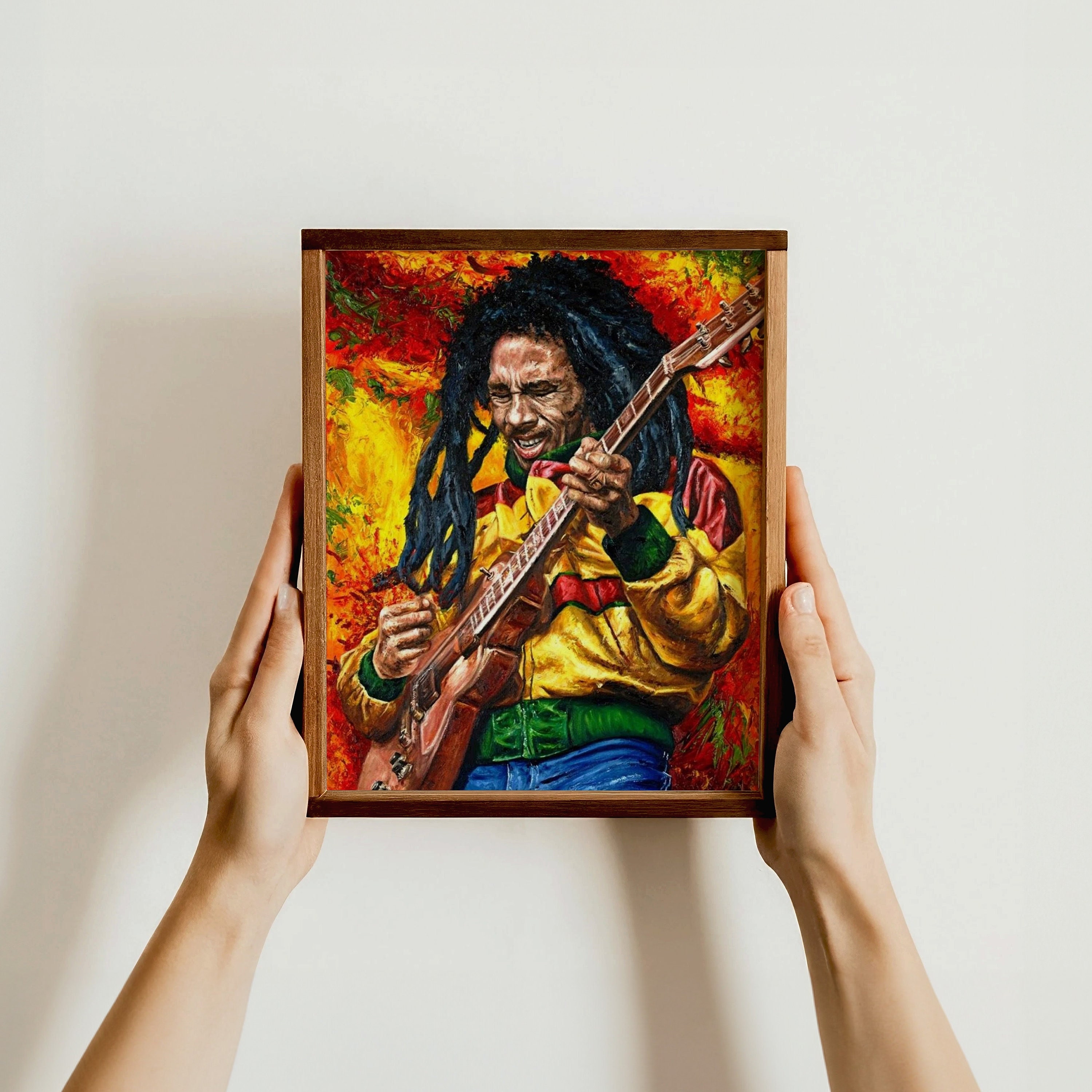 Bob Marley Art Poster, Vibrant Reggae Music Wall Art, Iconic