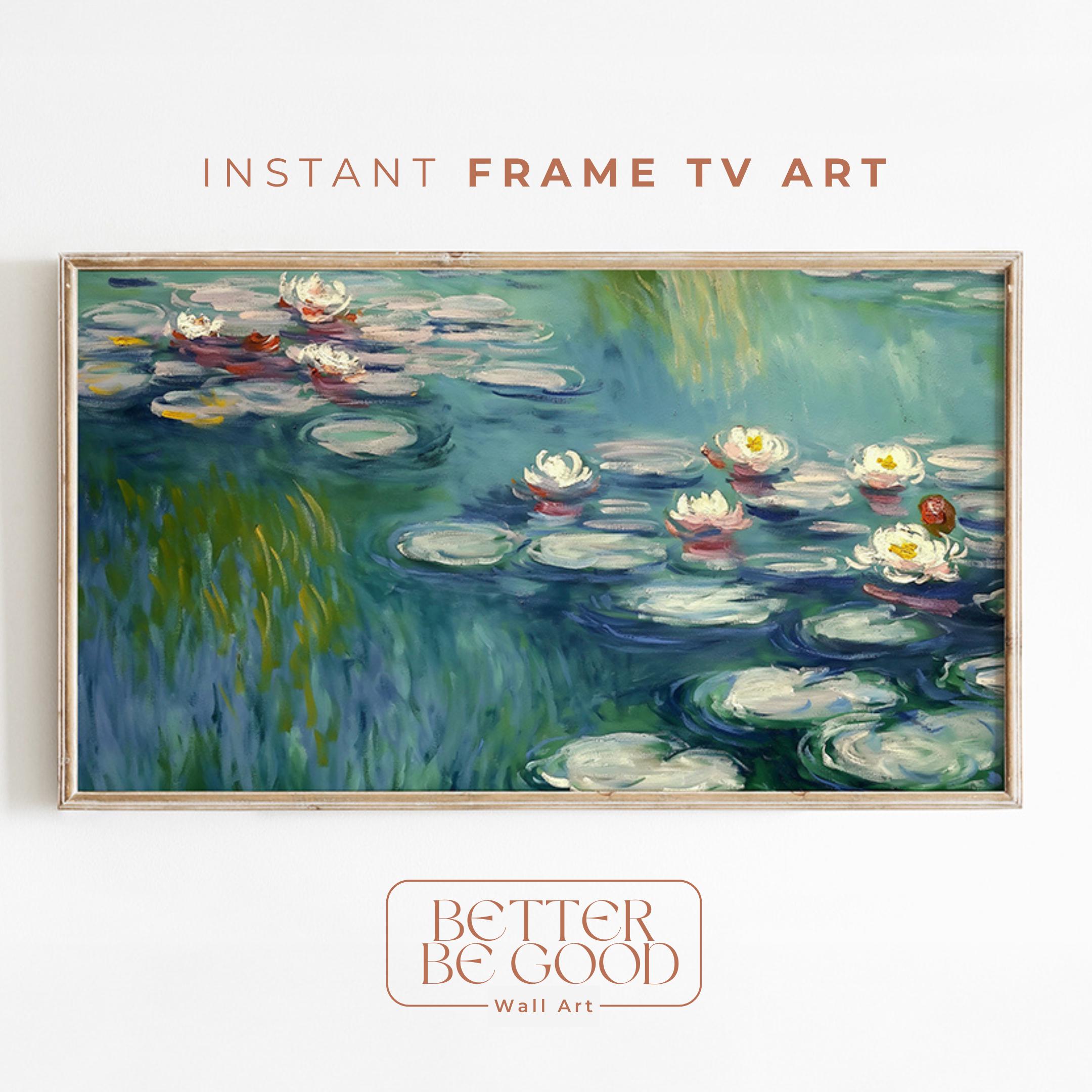 Van Gogh Water Lilies Samsung Frame TV Art: Botanical Watercolor