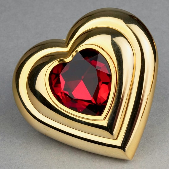 Vintage YVES SAINT LAURENT by Robert Goossens Red Heart Jewelled