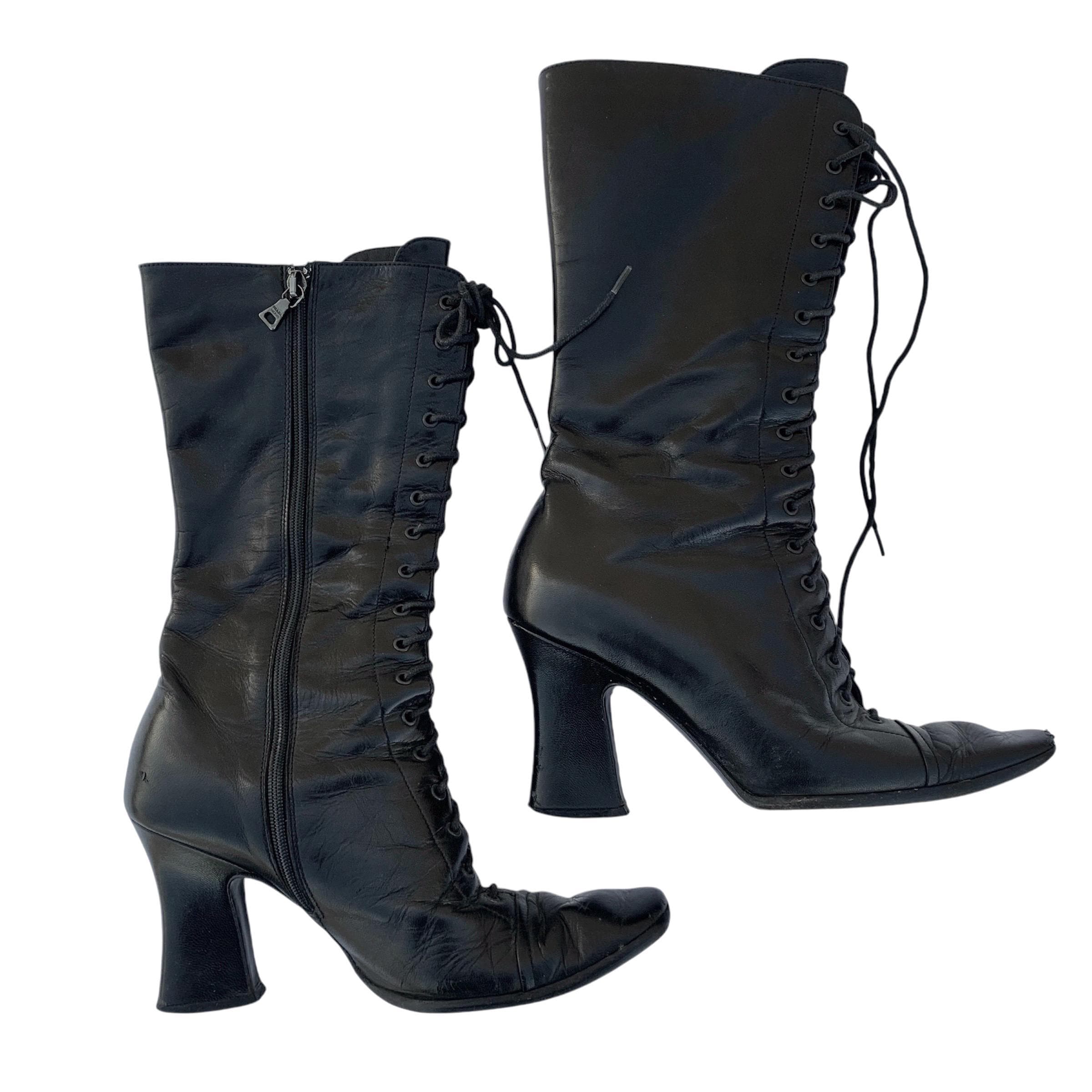 Prada AW 2001 Black Lace-up Boots, Size 36 1/2 - Etsy
