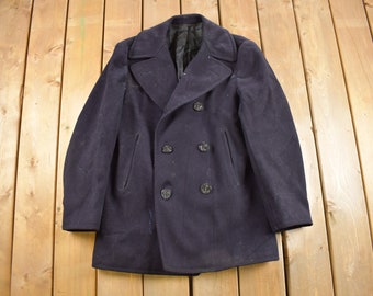 Small 40s US Navy Peacoat / Navy Blue Wool Overcoat 1940s WW2 - Etsy
