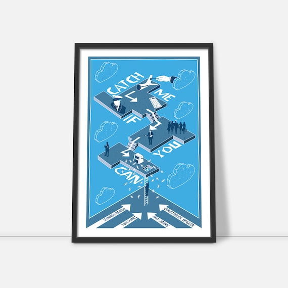 Catch Me If You Can Movie Poster: Minimalist Isometric Art Print