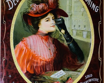 RARE! Delicious Refreshing Drink Coca Cola 5 Cents - Vintage Sign