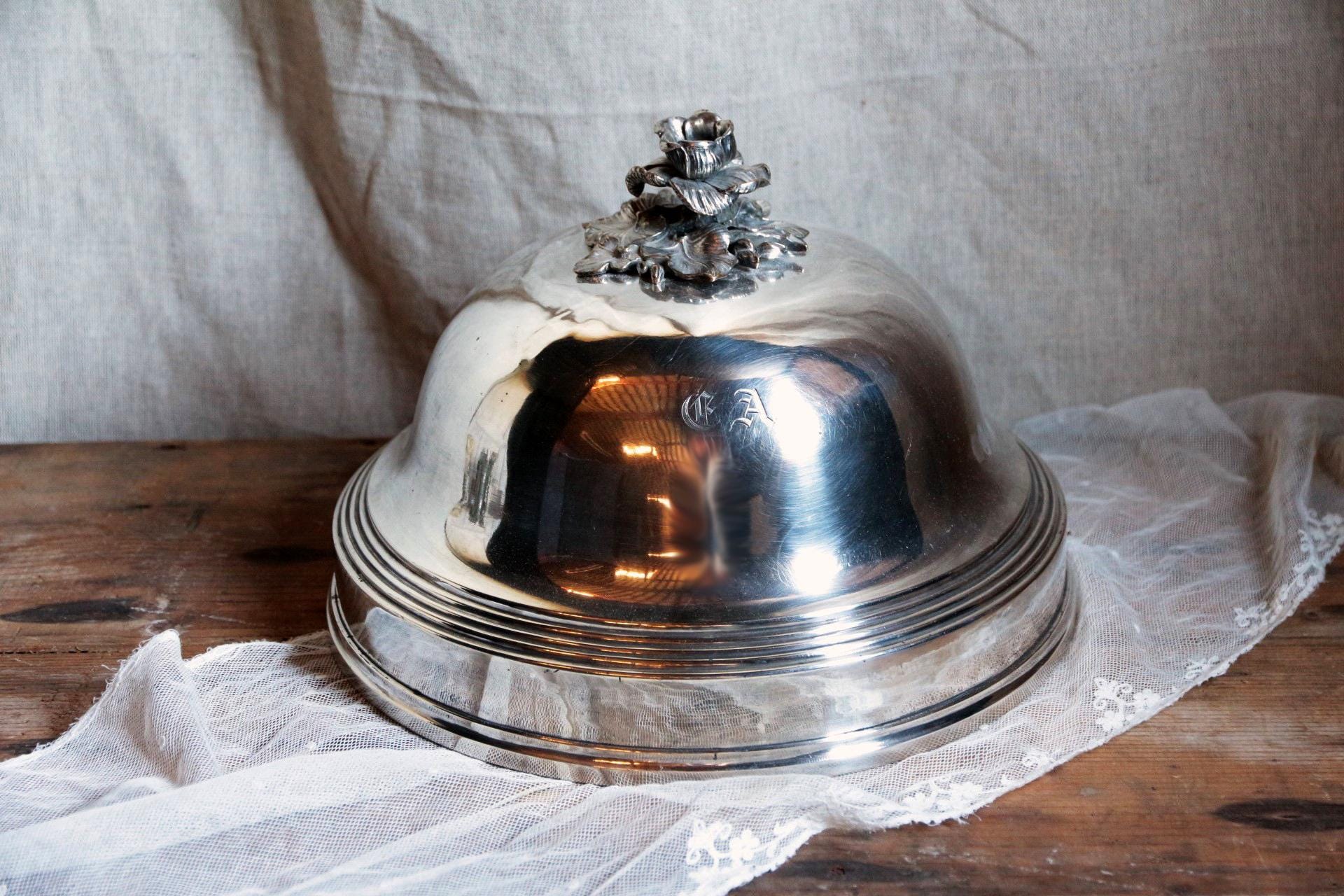 Antique French Christofle Silver Plated Food Dome. Silver Serving