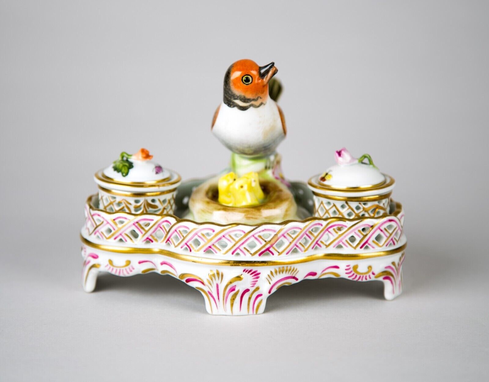 ヘレンド ロスチャイルド 鳥 インク壺 インクスタンド ヴィンテージ