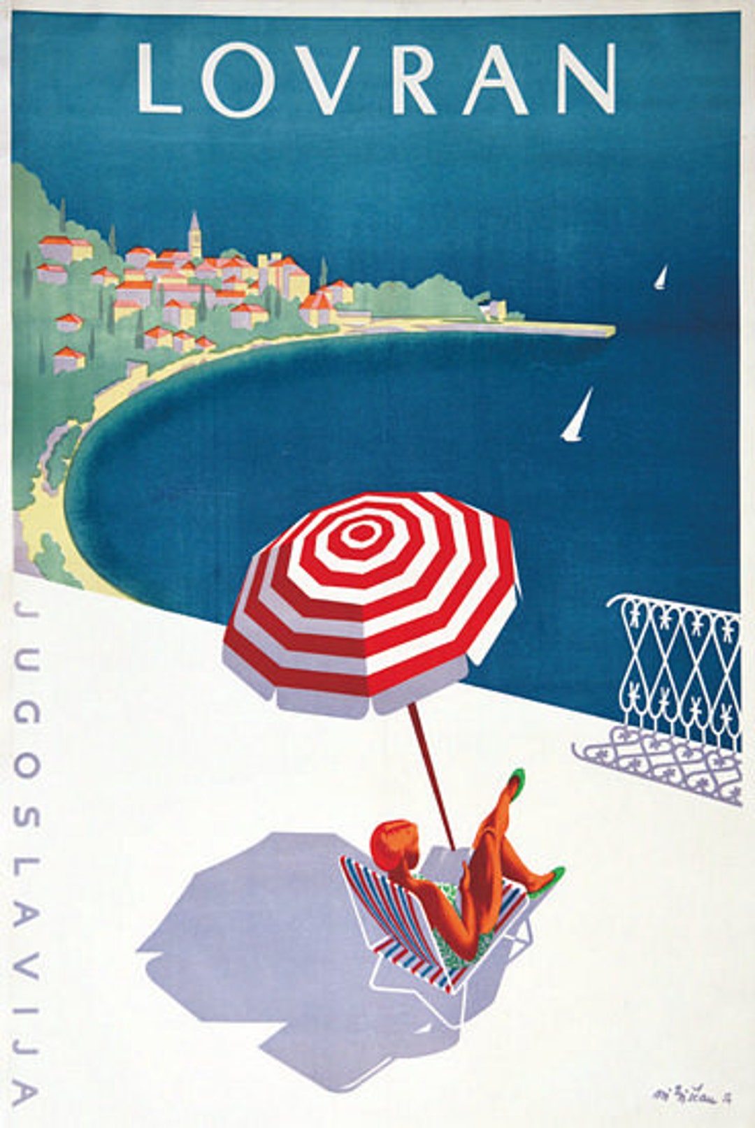 Vintage Lovran Yugoslavia Tourism Poster A3 Print - Etsy