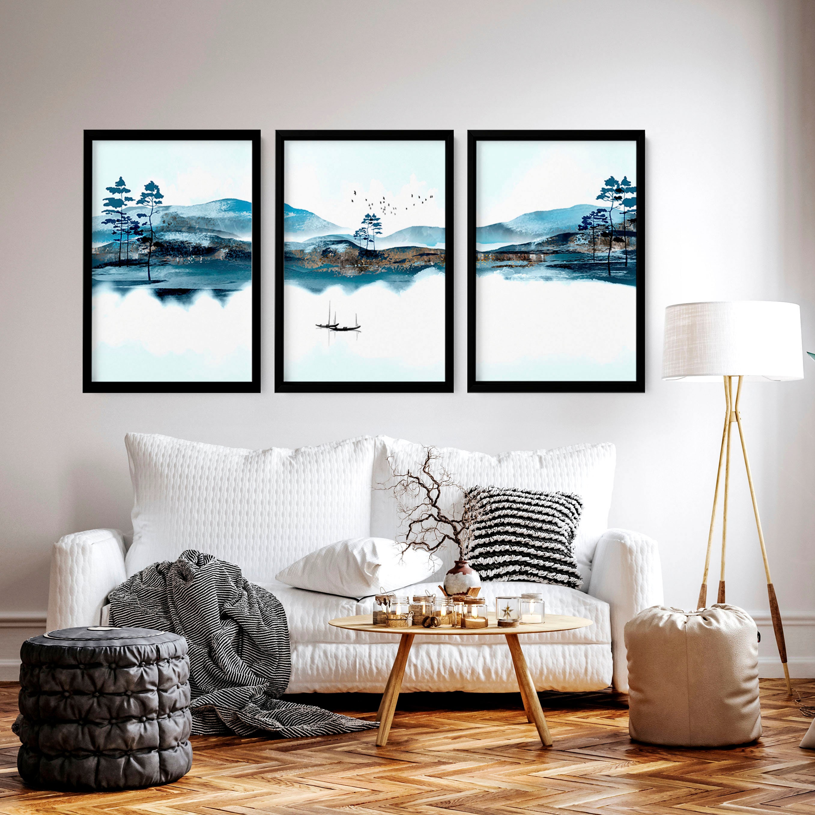 Office Decor Set X 3 Wall Art Prints, Home Decor Japanese Art
