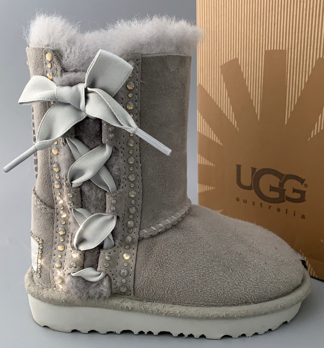 UGG PALA Suede Boots Embellished With Swarovski Crystals and Silk