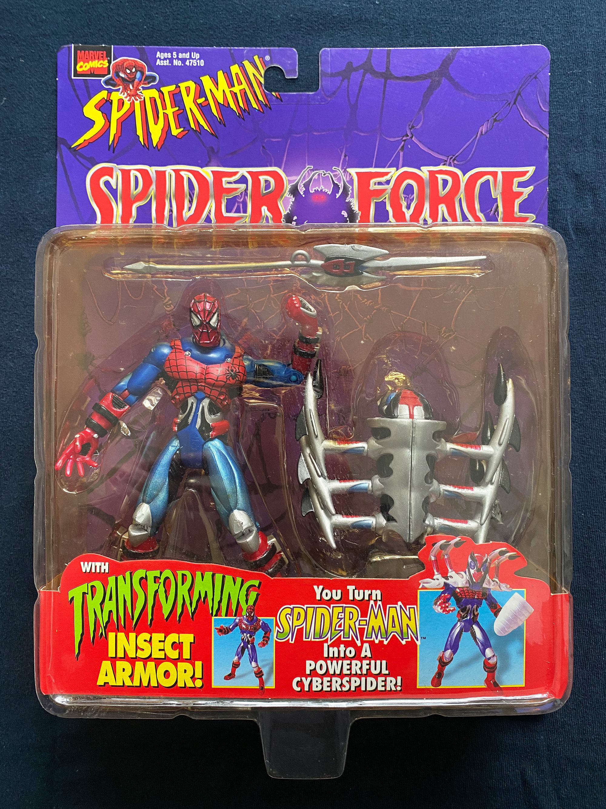 Vintage 1997 Toybiz Comics Spiderman Spider Force Transforming