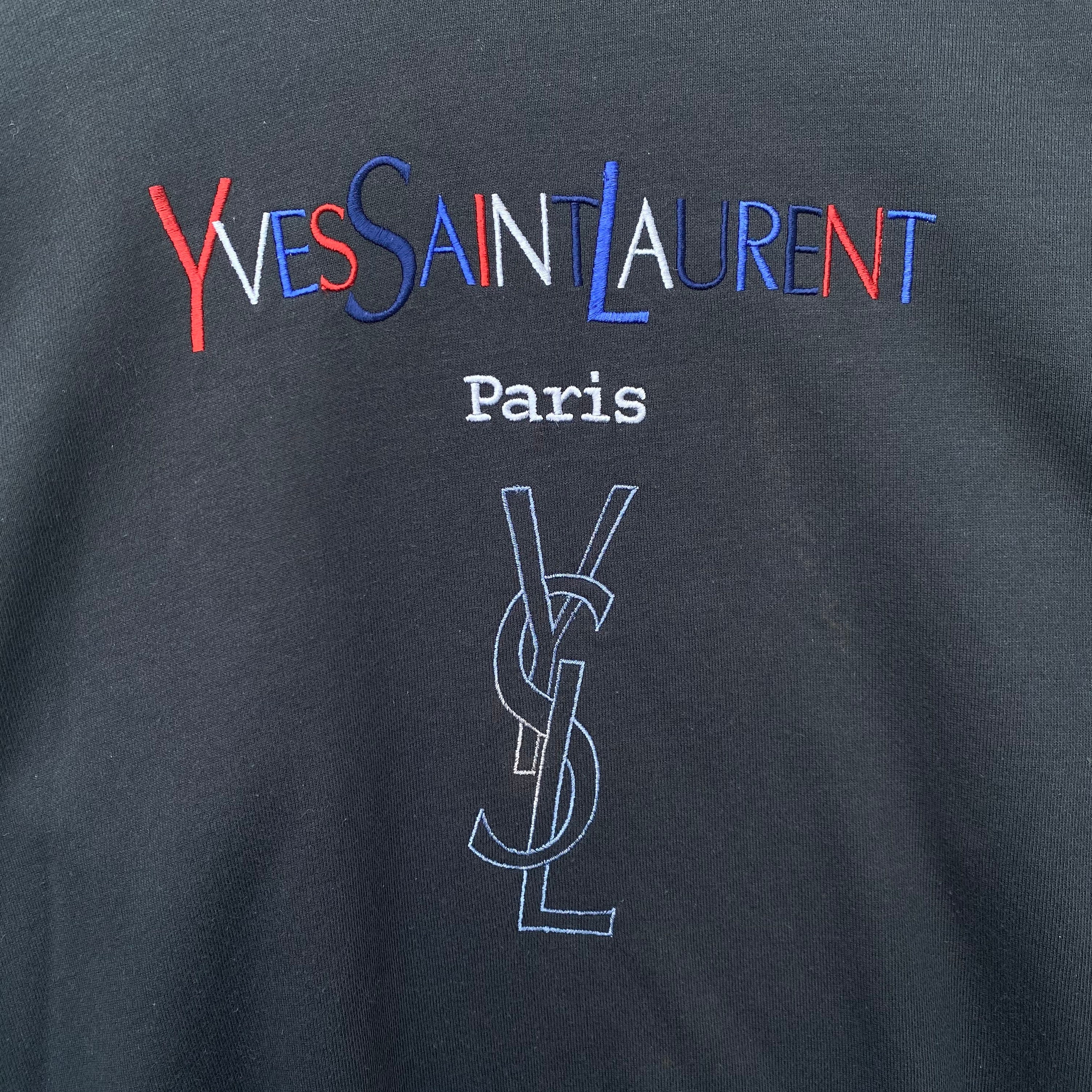 Vintage YVES SAINT LAURENT Sweatshirt Sweater Embroidery Logo Dark
