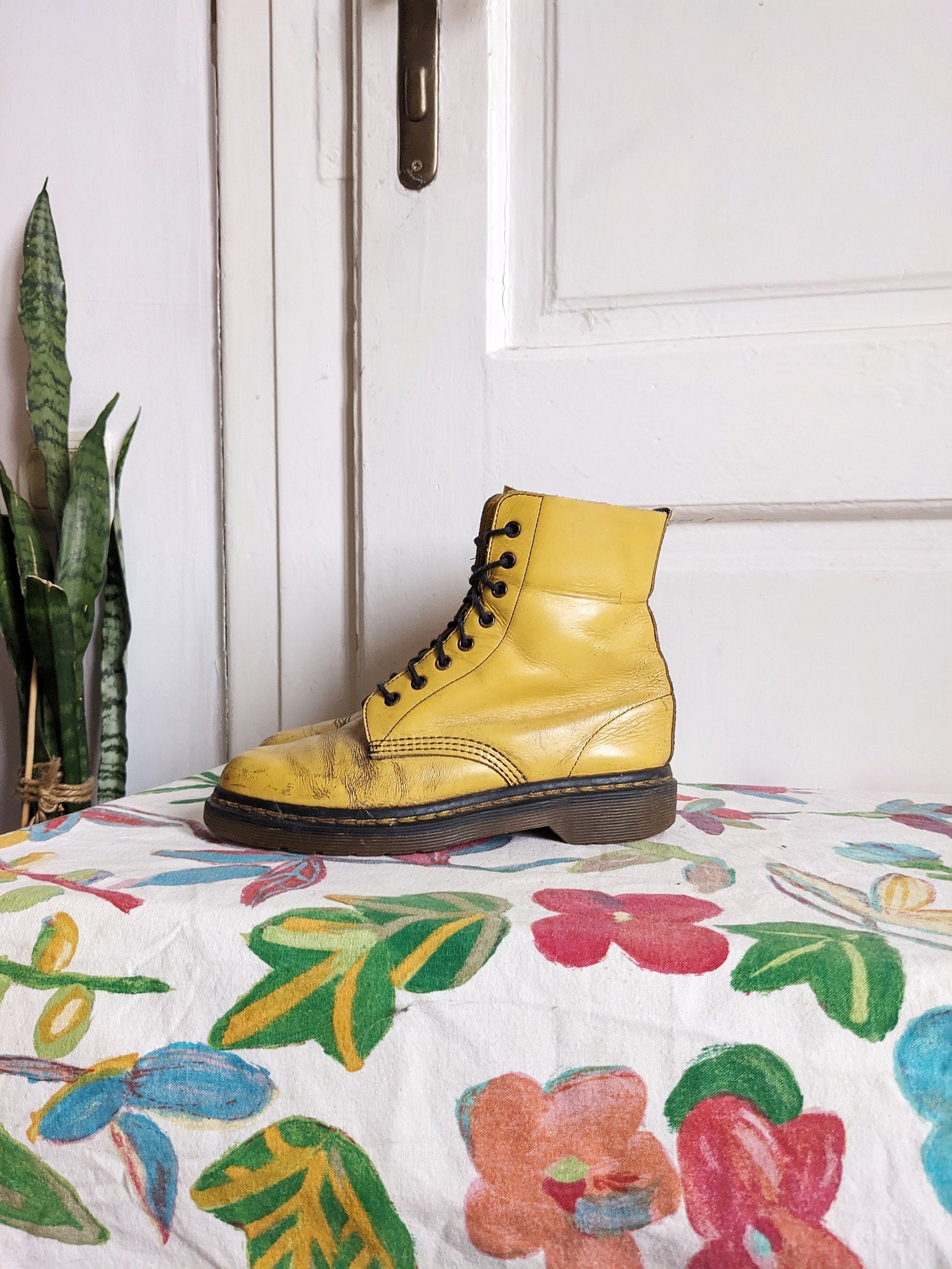 Vintage Dr. Martens 1460 Yellow Boots England - Etsy