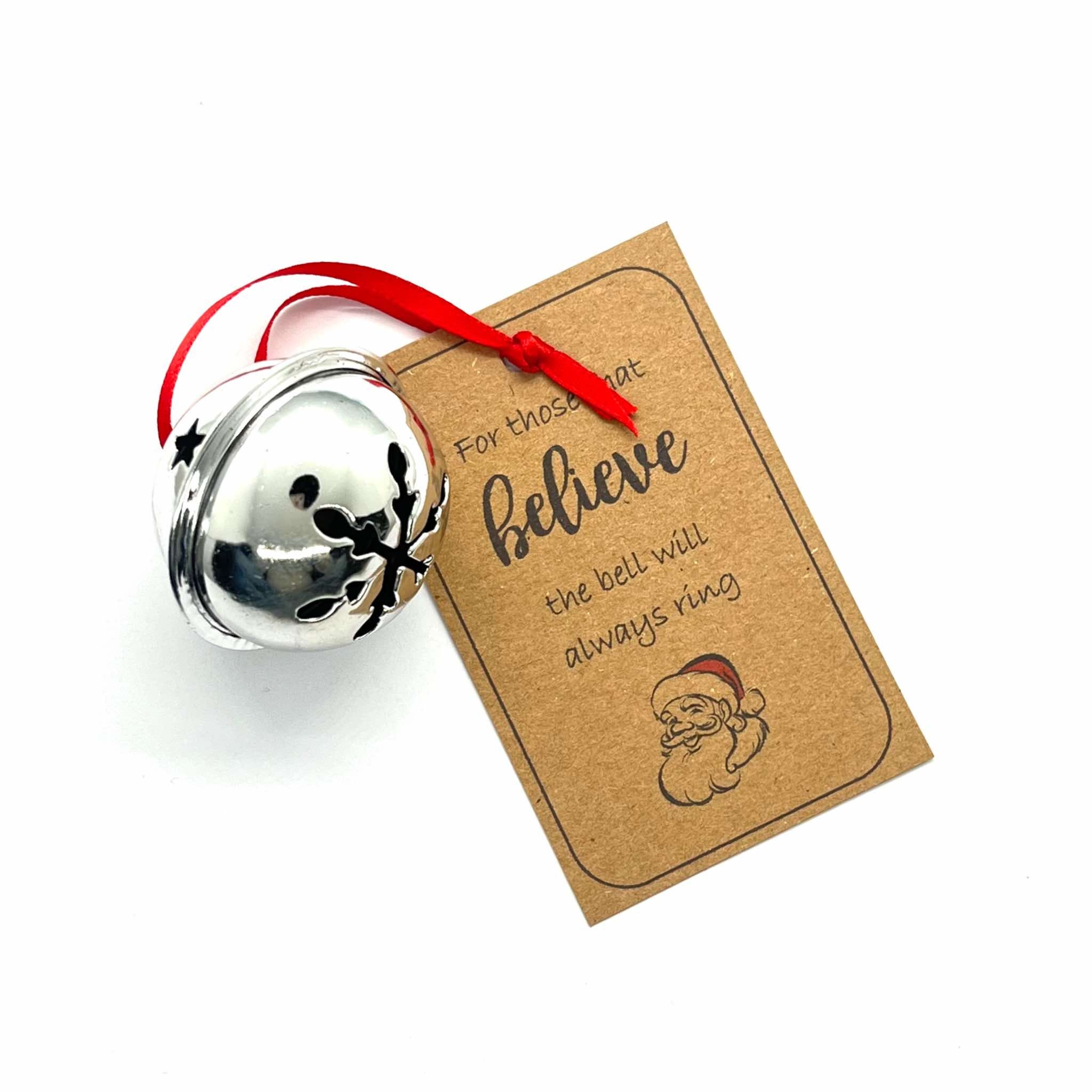 40mm Silver Santa Believe Jingle Bell Polar Express Metal