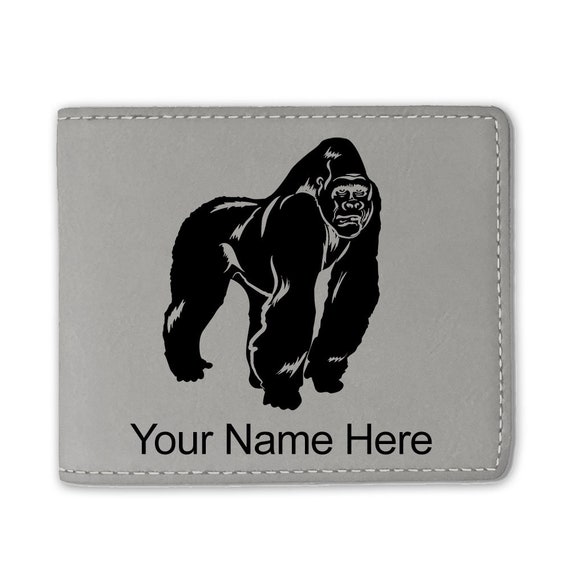 Faux Leather Bi-Fold Wallet, Gorilla, Personalized Engraving