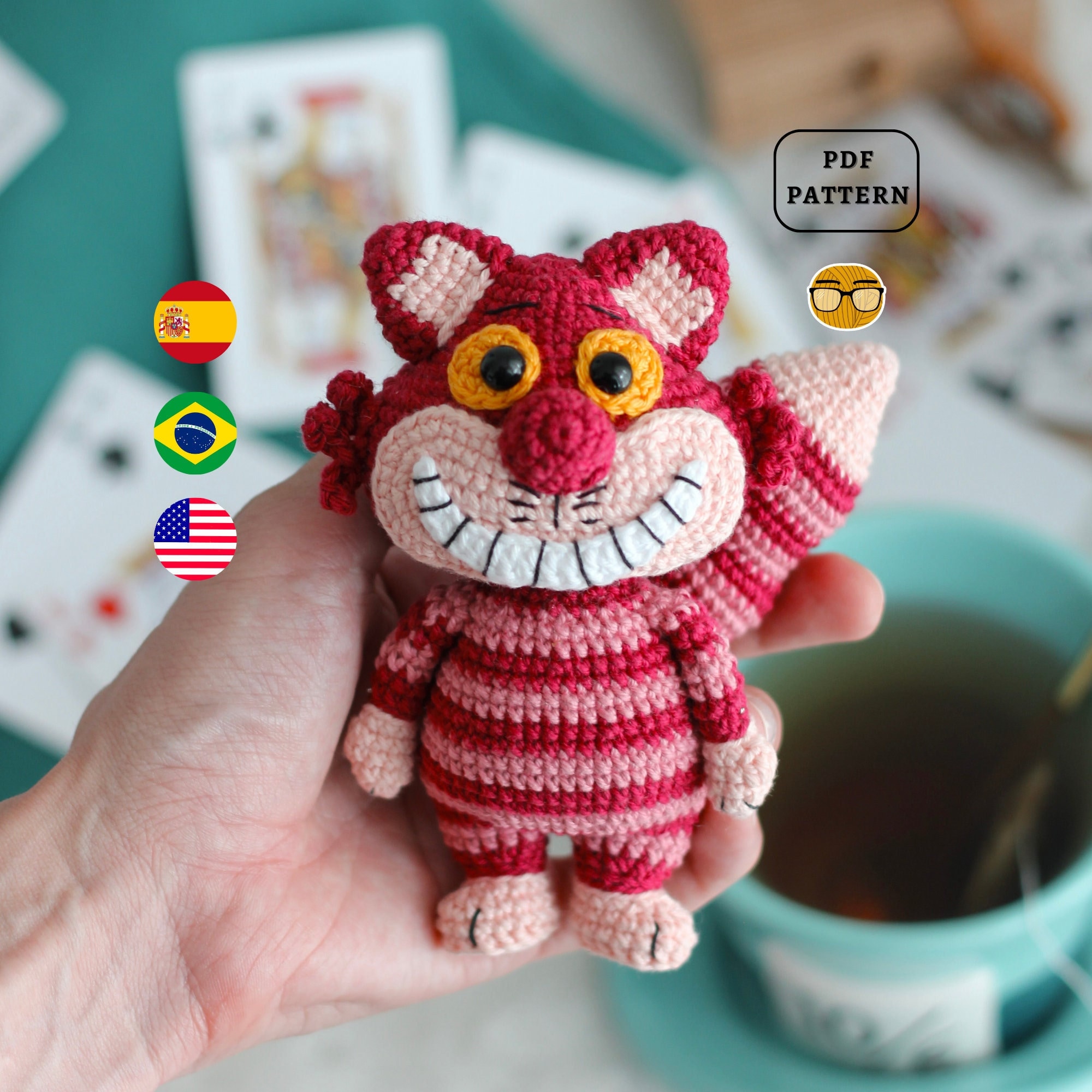 編みぐるみパターン チェシャ猫のかぎ針編みパターン | ルイス