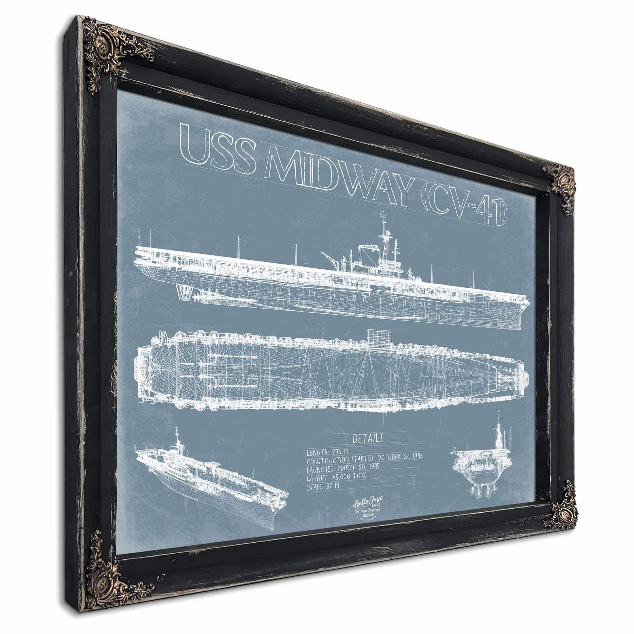 USS Midway (CV-41) Blueprint Wall Art - Original Carrier Print - Etsy